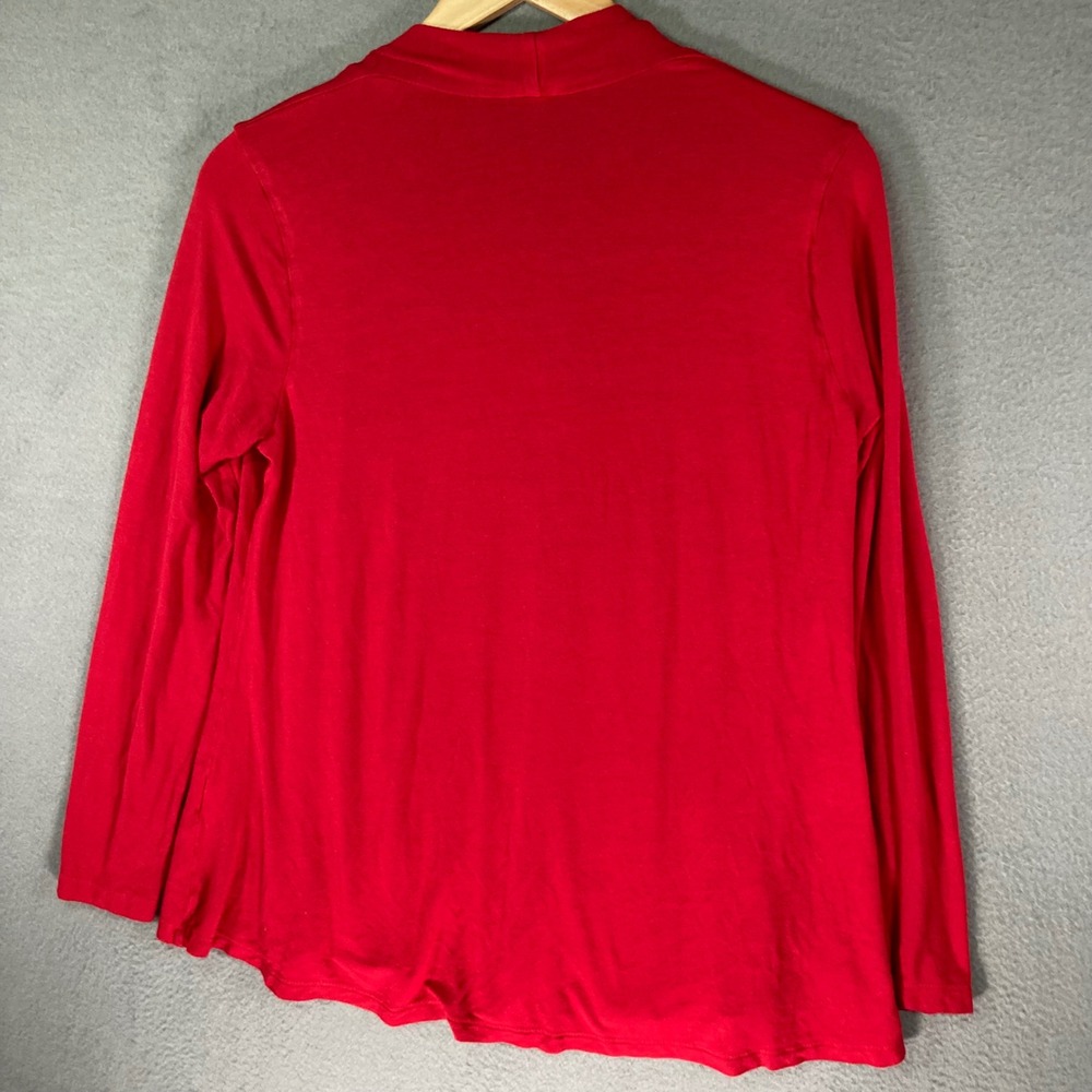 Renee C Red Open Front Cardigan Bamboo Blend Knit Top Small USA‎ Made - Picture 2 of 8